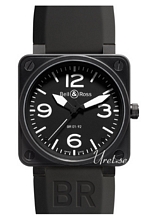 Bell & Ross Aviation Sort/Gummi 46x46 mm