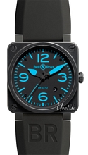 Bell & Ross Aviation Sort/Gummi 42x42 mm