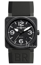 Bell & Ross Aviation Sort/Gummi 42x42 mm