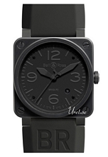 Bell & Ross Aviation Sort/Gummi 42x42 mm