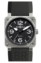 Bell & Ross Aviation Sort/Gummi 42x42 mm