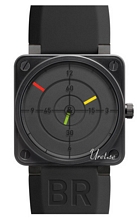 Bell & Ross Aviation Sort/Gummi 42x42 mm