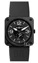 Bell & Ross Aviation Sort/Gummi 39x39 mm