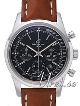 Breitling Transocean Chronograph Black Dial Leather