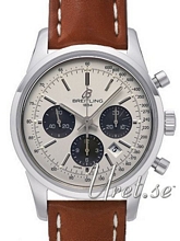 Breitling Transocean Chronograph White Dial Leather