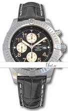 Breitling Super Avenger Black Dial Croco Strap