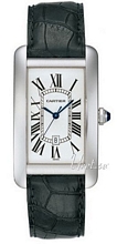 Cartier Tank Americaine Silver Dial Croco Strap