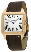 Cartier Santos Dumont Rhodium Dial Rose Gold Leather