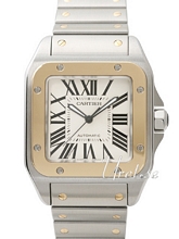 Cartier Santos 100 Silver Dial Two Toned Bracelet