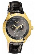 Dolce & Gabbana D&G Chamonix Black Dial Leather Strap