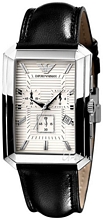 Emporio Armani Mens Sølv/Læder 42x33 mm Emporio Armani Mens Sølv/Læder 42x33 mm