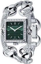 Gucci Signoria Medium White Gold Green Dial