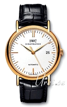 IWC Portofino Silver Dial Black Leather Large Yellow Gold