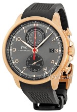 IWC Portuguese Black Dial Rose Gold Rubber Strap IWC Portuguese Black Dial Rose Gold Rubber Strap