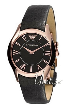 Emporio Armani Super Slim Sort/Læder Ø35 mm Emporio Armani Super Slim Sort/Læder Ø35 mm