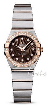 Omega Constellation Brushed 24 mm Rose Gold Steel Brown Dial