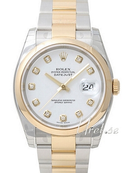 Rolex Datejust White Dial Yellow Gold / Steel Oyster Bracelet Di