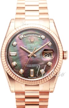 Rolex Day-Date Black MOP Diamond Dial Rose Gold Presient Bracele