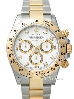 Rolex Daytona White Diamond Dial Yellow Gold/Steel Oysterlock Br