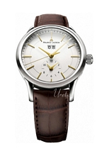 Maurice Lacroix Les Classiques Grande Date GMT Sølv/Læder Ø40 mm Maurice Lacroix Les Classiques Grande Date GMT Sølv/Læder Ø40 mm