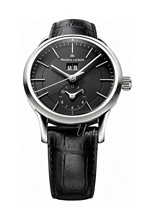 Maurice Lacroix Les Classiques Grande Date GMT Sort/Læder Ø40 mm Maurice Lacroix Les Classiques Grande Date GMT Sort/Læder Ø40 mm