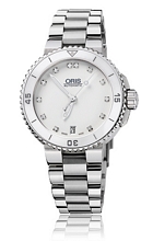 Oris Divers Aquis Date Diamonds Hvid/Stål Ø36 mm Oris Divers Aquis Date Diamonds Hvid/Stål Ø36 mm
