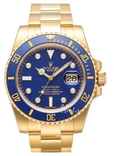 Rolex Submariner Yellow Gold Blue Dial Ceramic Bezel Diamond Ind Rolex Submariner Yellow Gold Blue Dial Ceramic Bezel Diamond Ind