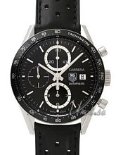 TAG Heuer Carrera Chronograph Black Dial Black Leather