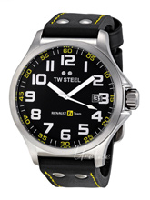 TW Steel F1 Pilot Black Dial Leather Strap